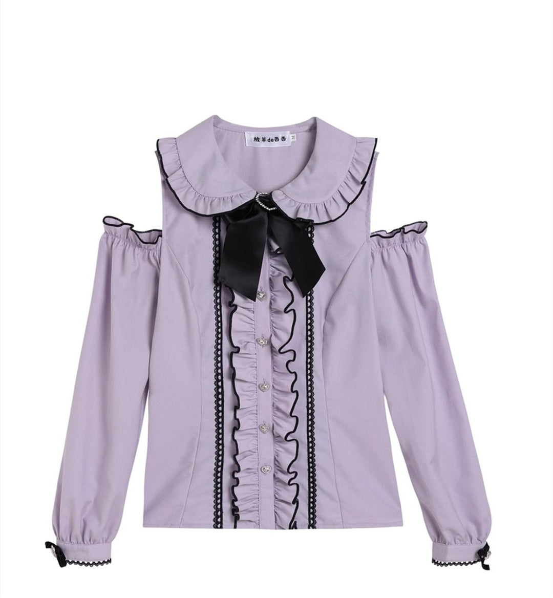 Jirai Kei Set Purple Open-Shoulder Blouse Plaid Suspender Skirt Set (L M S) 33830:440864