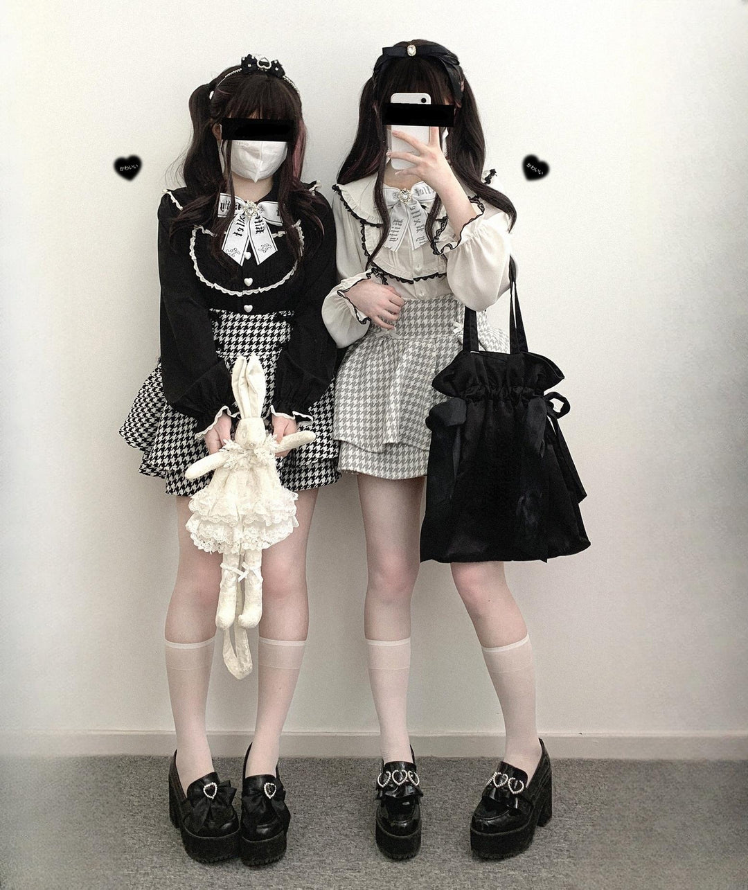 Jirai Kei Shirt Trimmed Peter Pan Collar Long-sleeved Bunny Ear Blouse 42707:750766