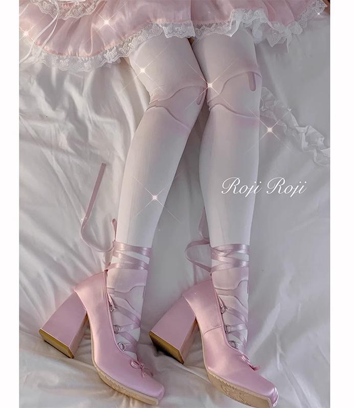 Sweet Lolita Velvet Socks Over-Knee Tights with Jointed Doll Print 42365:747407