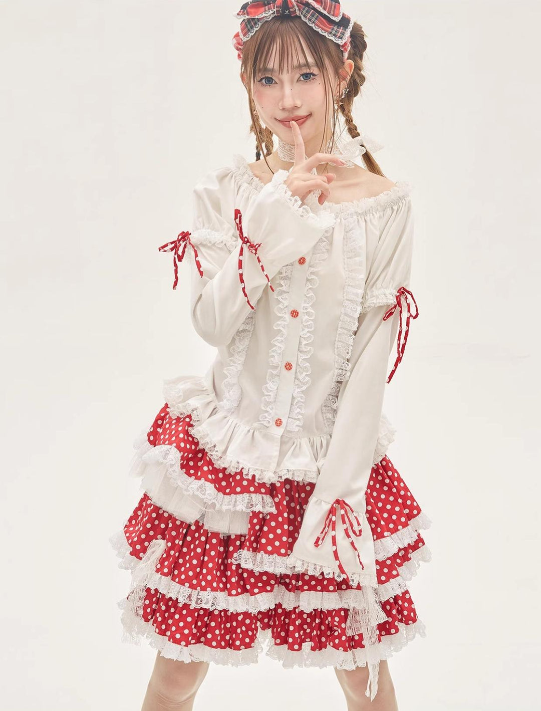 Sweet Lolita Blouse Lace Trim Shirt With Deatachable SLeeves 36158:569358