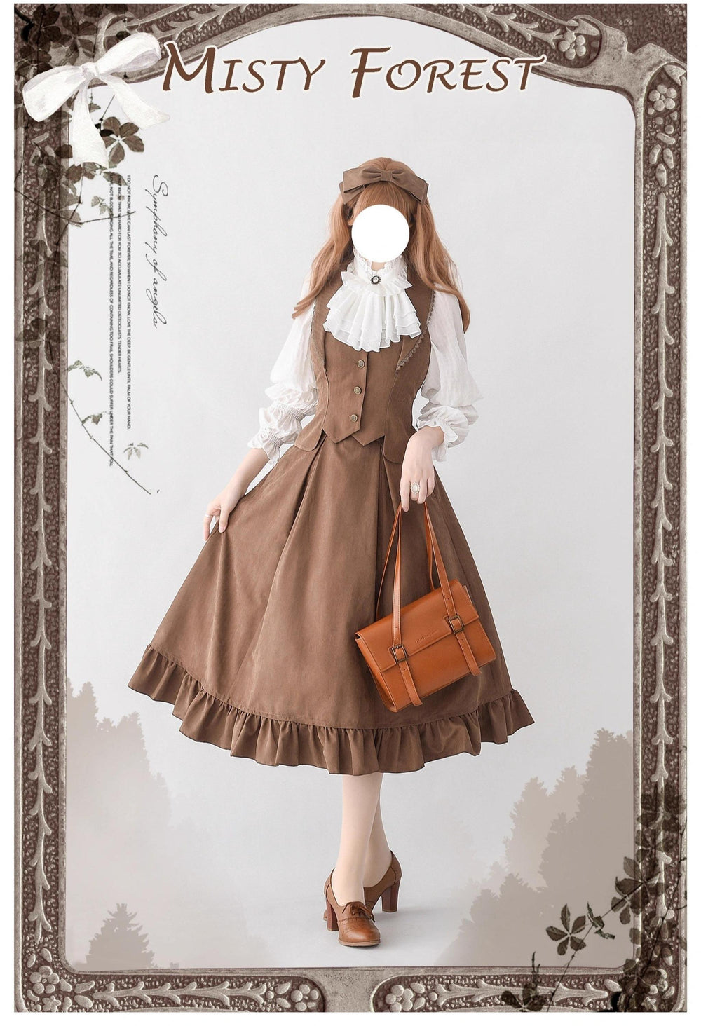 Classic Lolita A-Line Skirt + Button-Front Vest + White Blouse 40944:770491