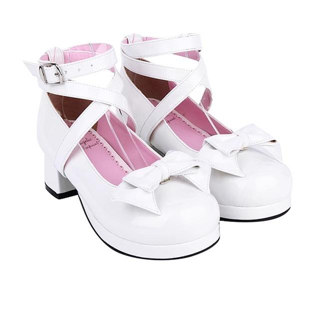 Lolita Mid-Heel Shoes Black White Red Mary Jane Shoes (33 34 35 36 37 38 39 40 41 42 43 44 45 46 47) 31924:373178