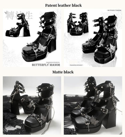 Lolita Shoes Black White Platform High Heels Shoes 29708:368728