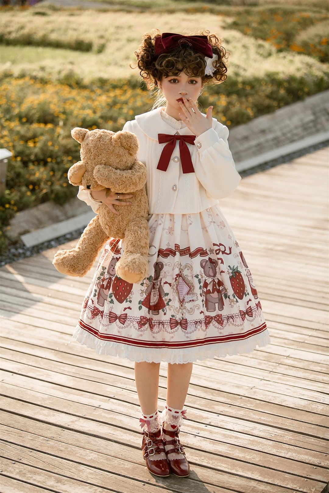 Sweet Lolita Coat Bear Print Lolita Dress For Christmas 40300:665718