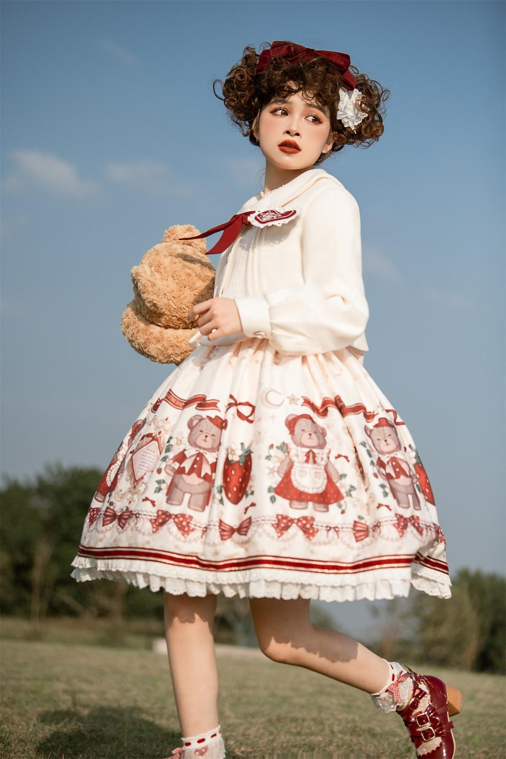 Sweet Lolita Coat Bear Print Lolita Dress For Christmas 40300:665712