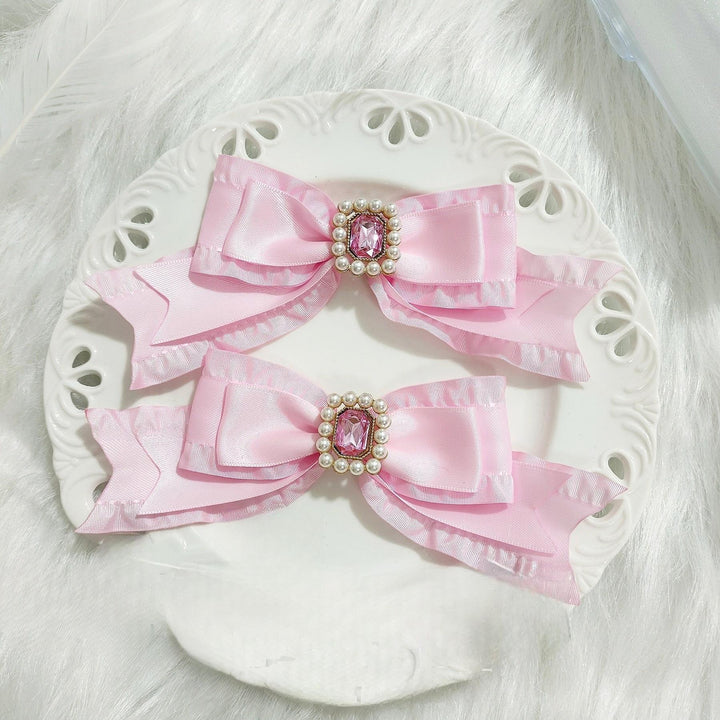 Retro Jirai Kei Hair Clip with Rhinestone and Pearl Accents 42325:741401