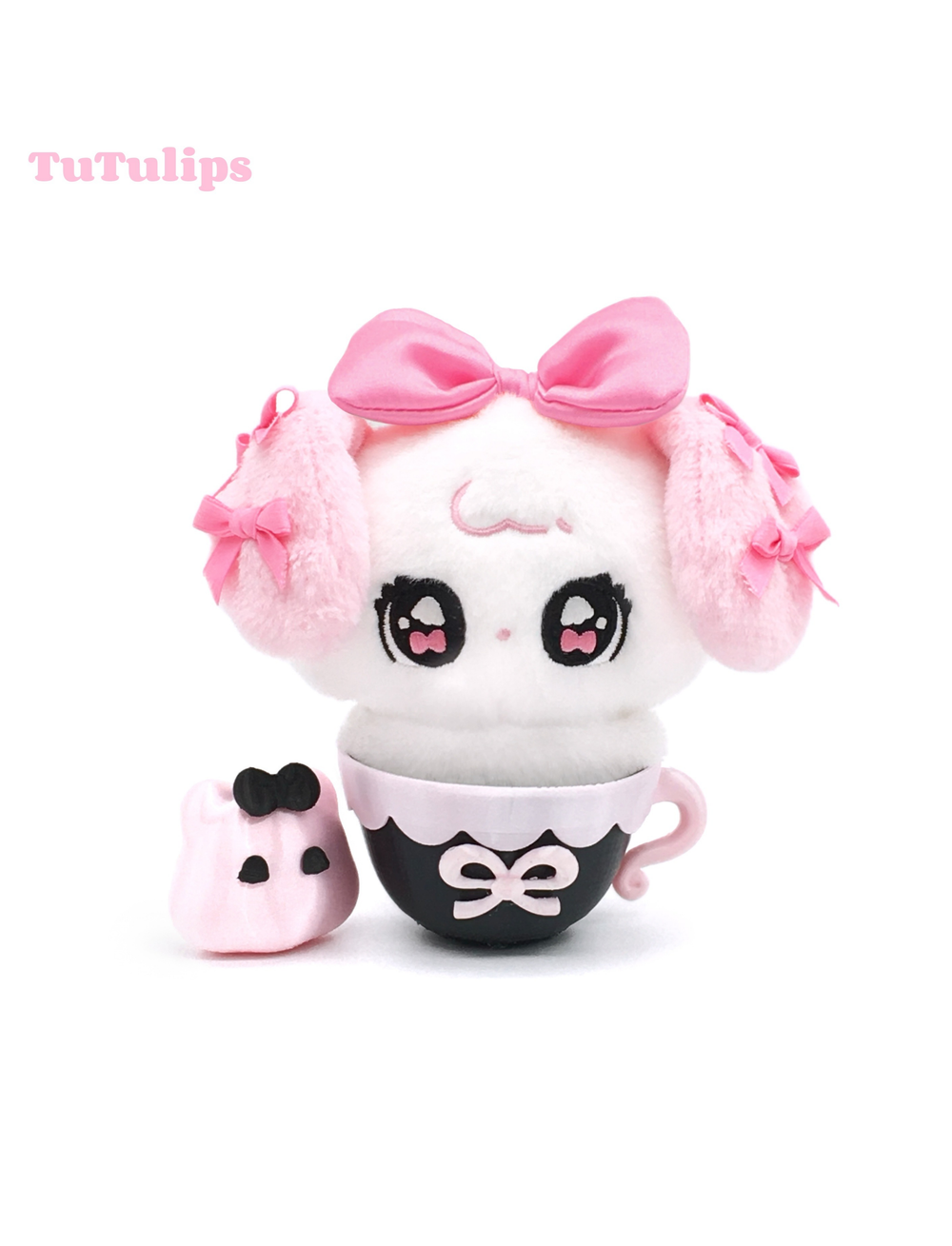 Kawaii Pink Bunny/Puppy Plush Pendant + Acrylic Keychain 43028:764234