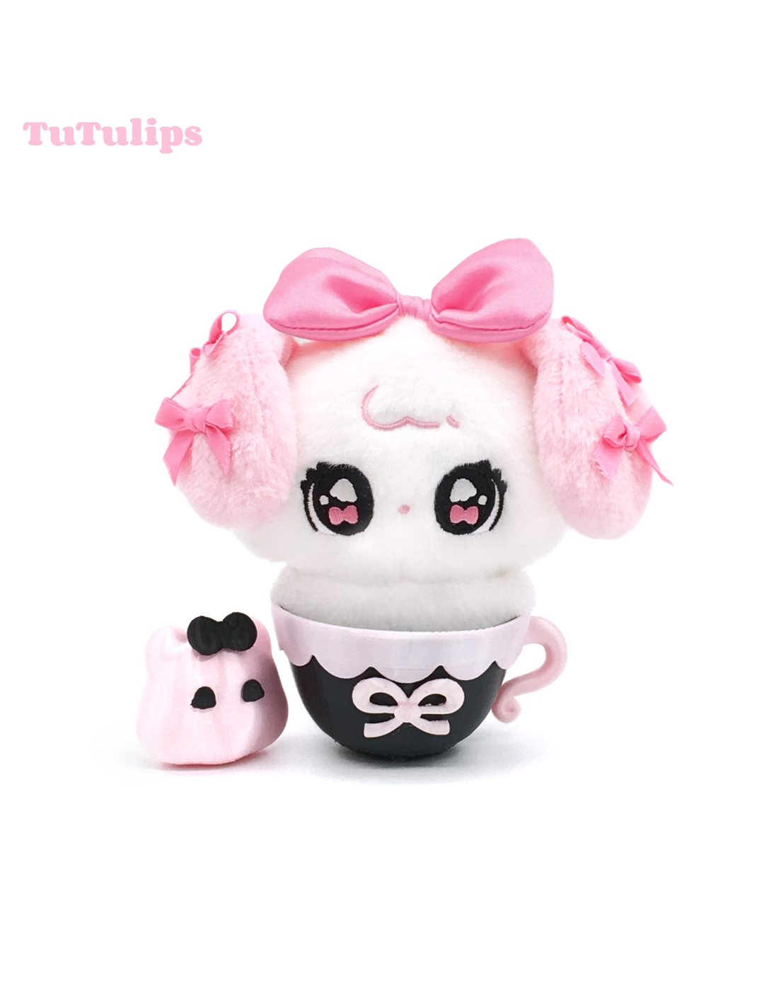 Kawaii Pink Bunny/Puppy Plush Pendant + Acrylic Keychain 43028:764234