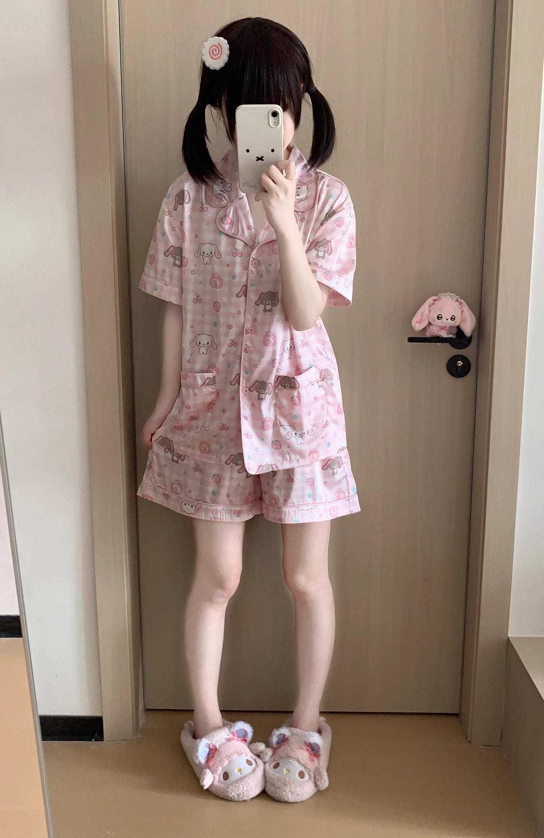 Summer Kawaii Short Sleeve Pajama Set, Bunny Prints 43322:773827