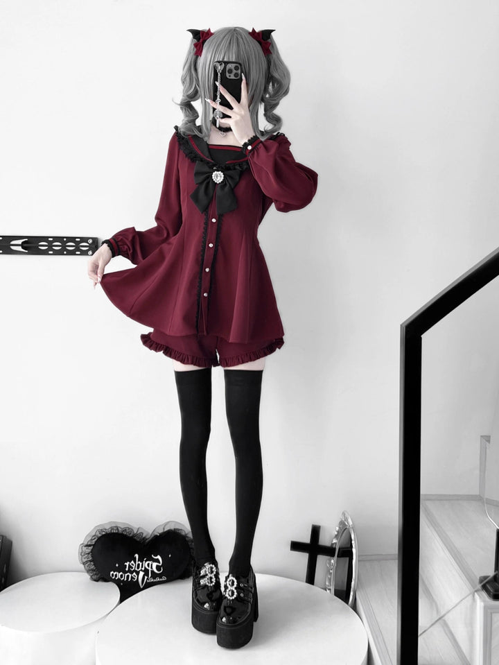 Jirai Kei Dress & Shorts, Bunny-Ear Sailor Collar (L M S XL) 43440:776926