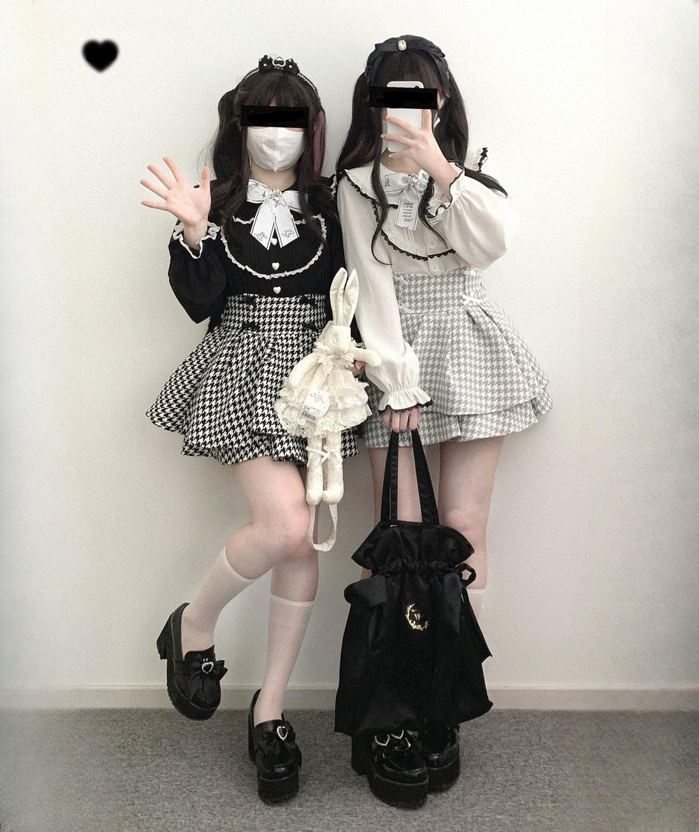 Jirai Kei Shirt Trimmed Peter Pan Collar Long-sleeved Bunny Ear Blouse 42707:750771
