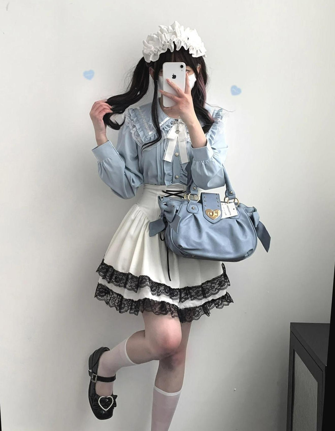Sailor Collar Jirai Kei Blouse, Embroidered Cross 36780:768552