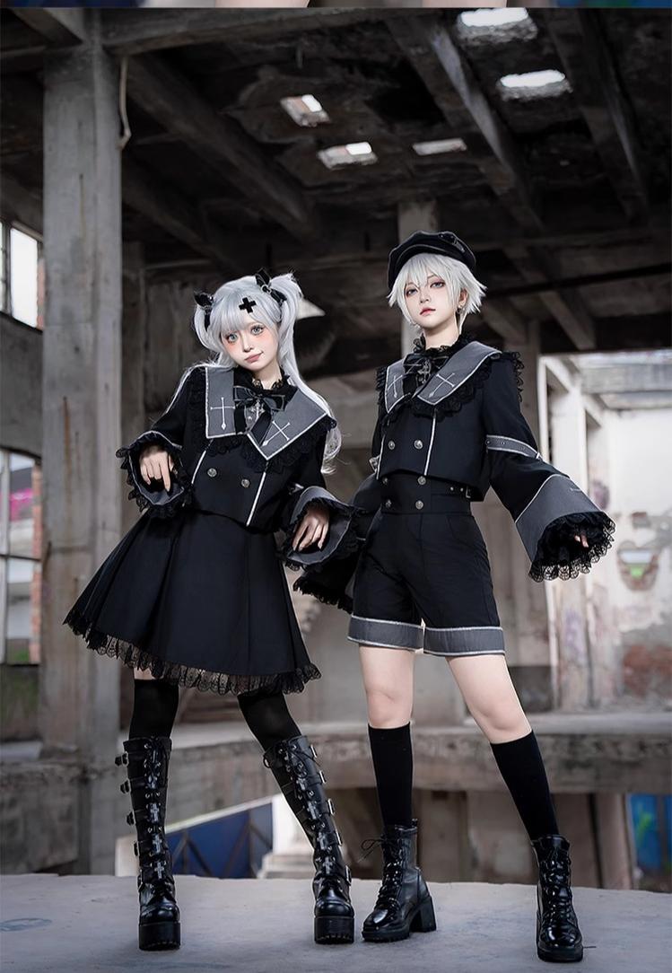 Ouji Lolita Outfit Set with Embroidery Jacket & Dress 43037:764880