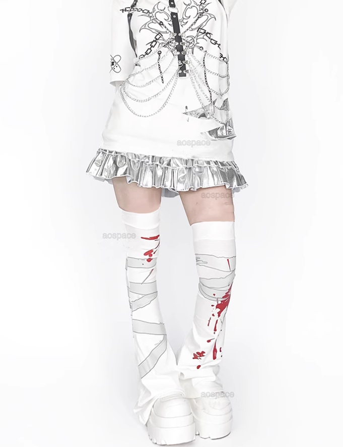Y2K Leg Covers Bandage Print Leg Warmers Knee-high Socks 39672:636546