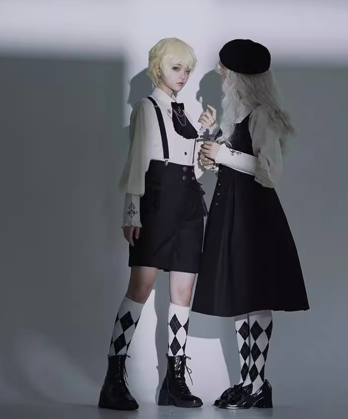Ouji Lolita Dress Set Prince Cape Shirt Suspender Pants Set 39358:621860