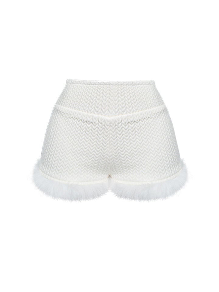Kawaii Cardigan White Knitted Bunny Hoodie And Shorts (M S XS) 41128:692134