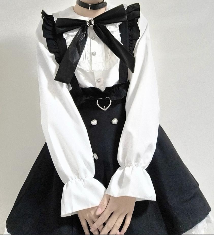 Jirai Kei White Blouse + Black Suspender Skirt 32940:778992