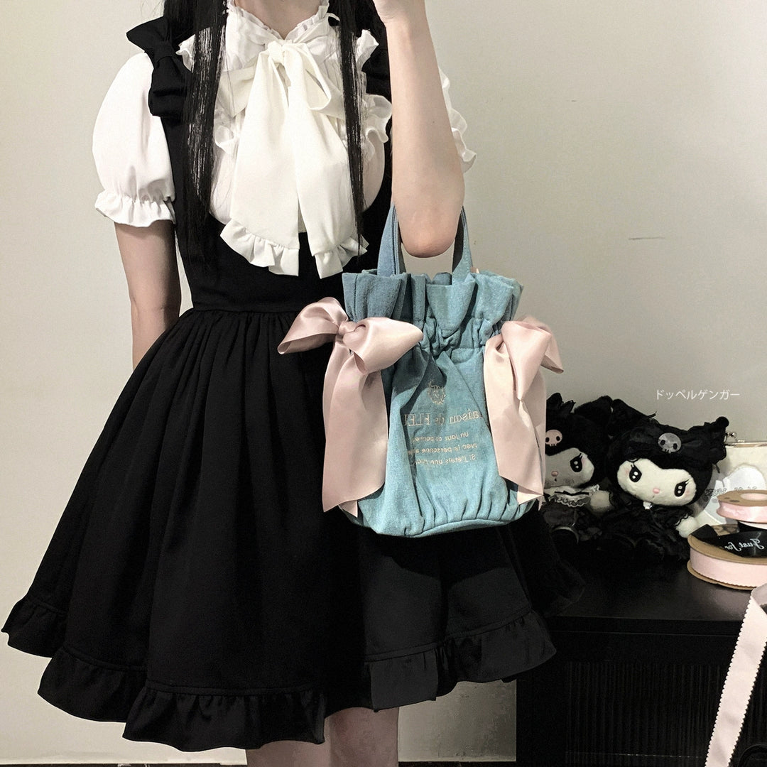 Jirai Kei Blouse Sweet Butterfly Tie Shirt Short Sleeve Top 35382:522524
