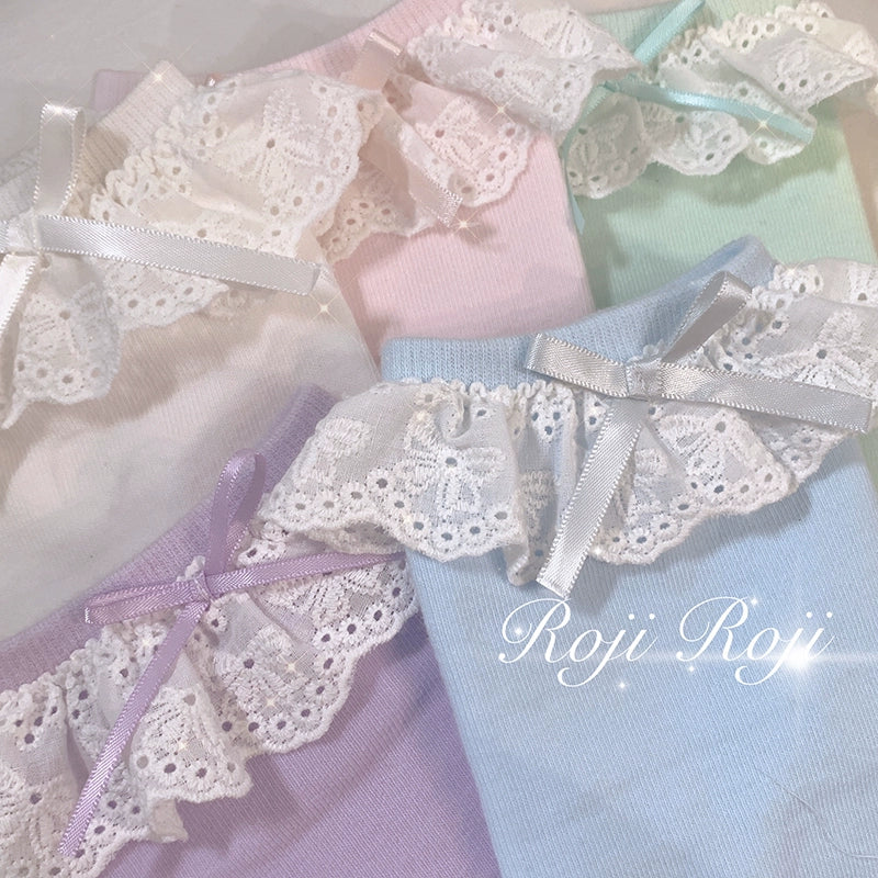 Cotton Sweet Lolita Socks Wth Lace And Bow Detail 22792:339626