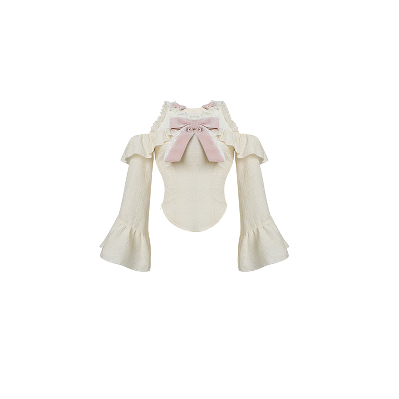 Ankle-length Ryousangata Pink Skirt Set | Open-shoulder Blouse (M S XS) 42600:746198