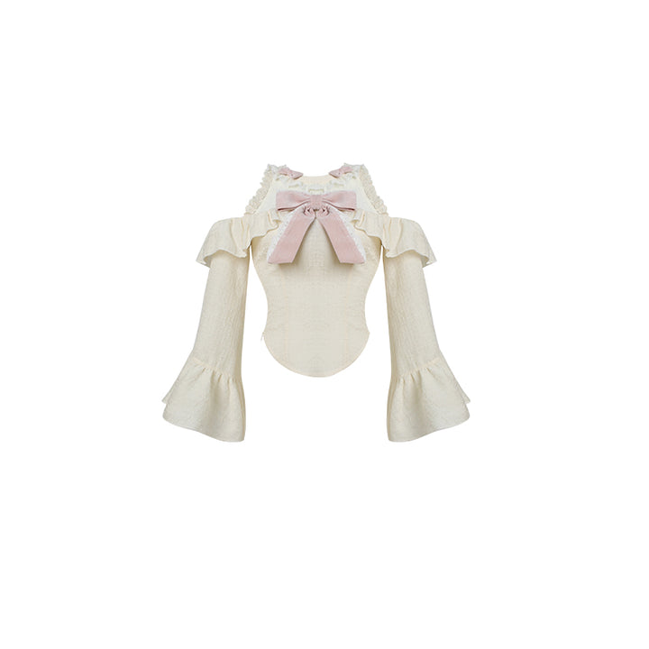 Ankle-length Ryousangata Pink Skirt Set | Open-shoulder Blouse (M S XS) 42600:746198