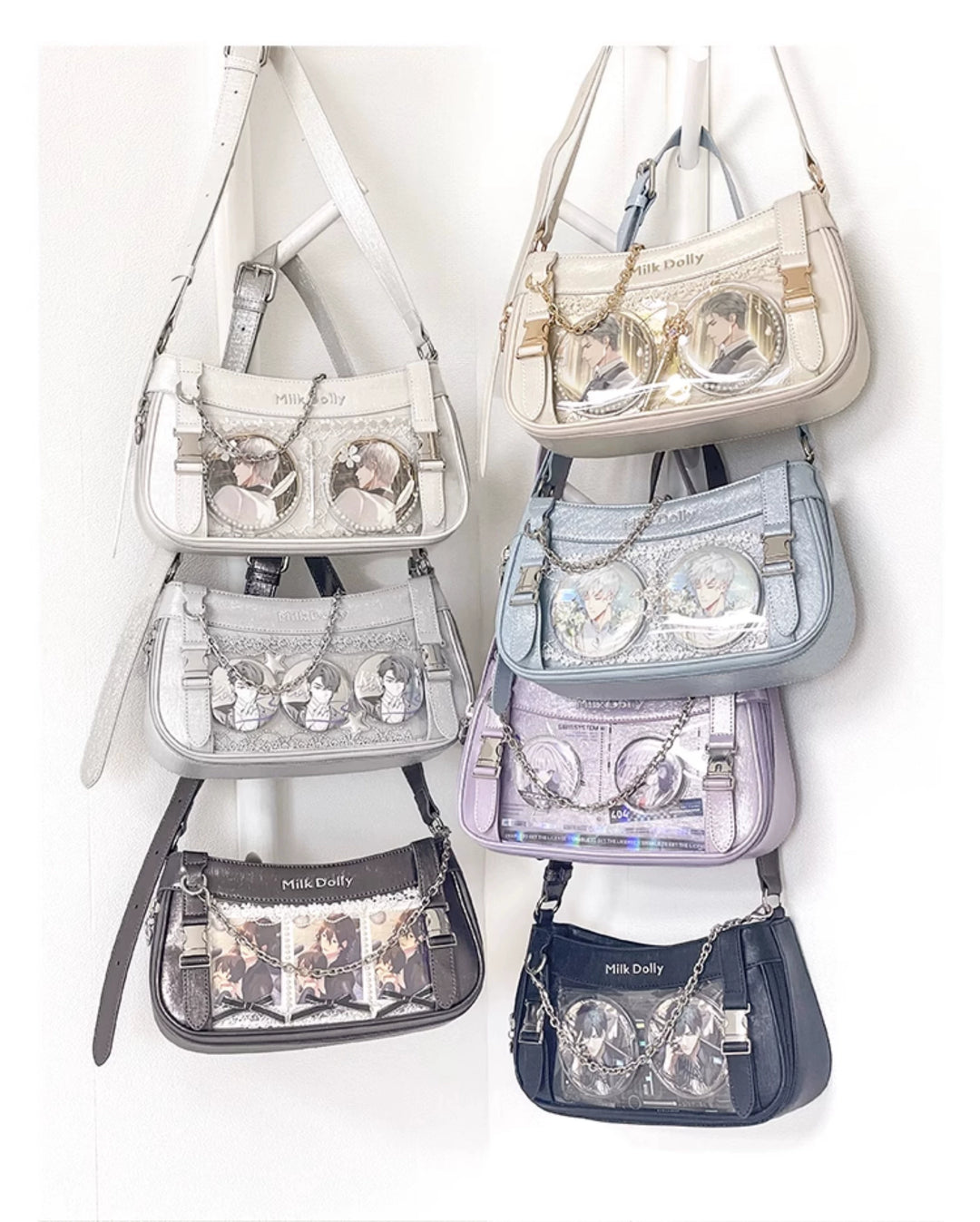 Y2K Style Ita Bag, Clear Window & Detachable Chain 43228:772292