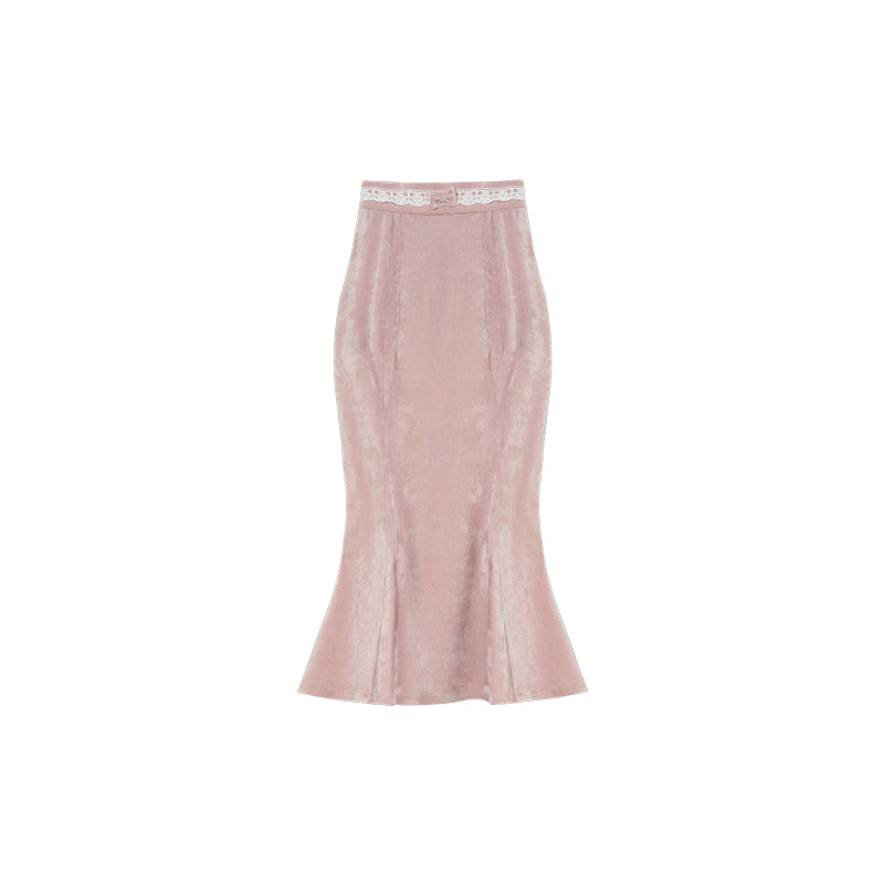 Ankle-length Ryousangata Pink Skirt Set | Open-shoulder Blouse (M S XS) 42600:746206