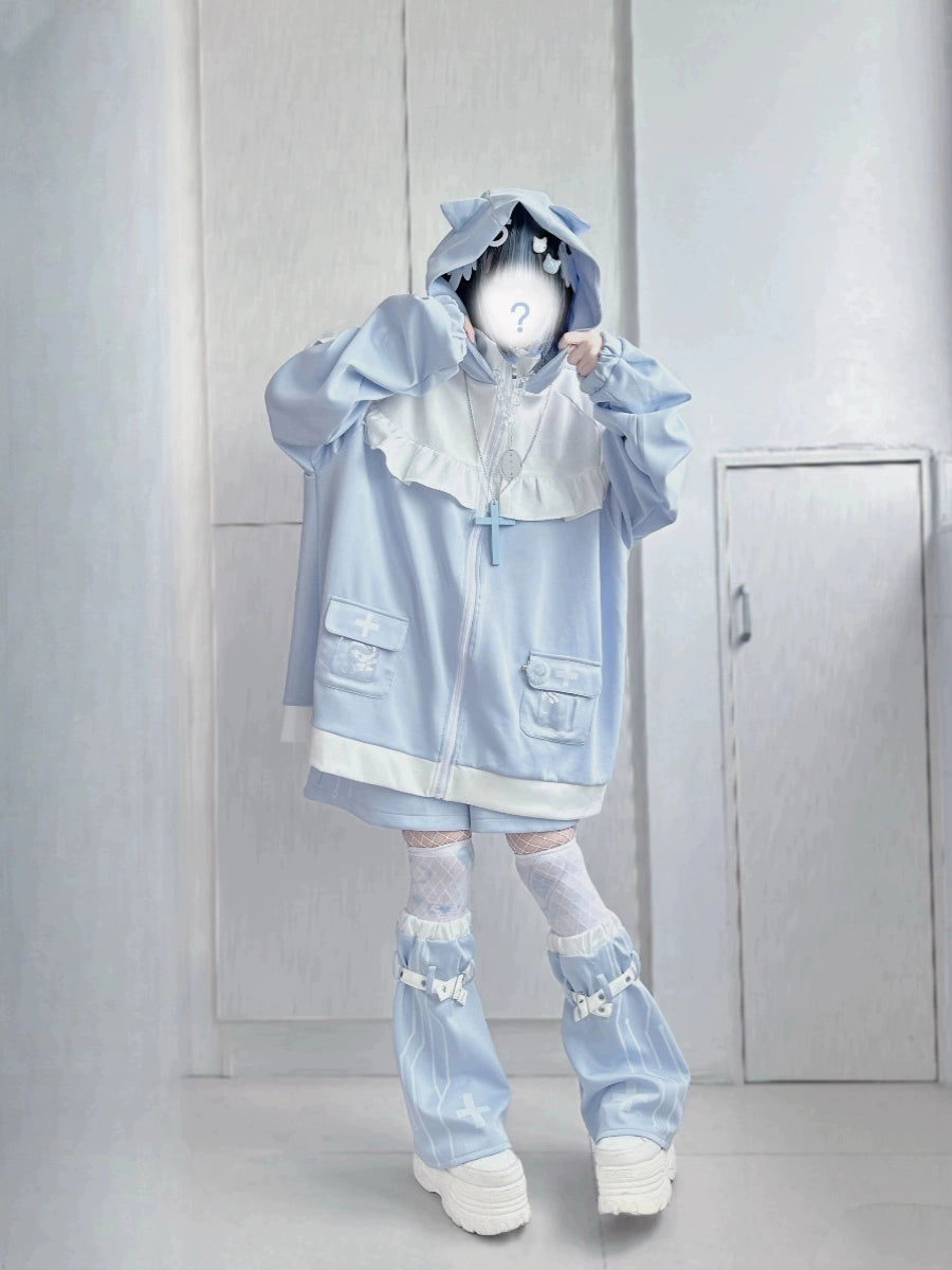 Tenshi Kaiwai Cat Ears Jacket With Ruffle And Pocket & Shorts Multicolor 39092:615378