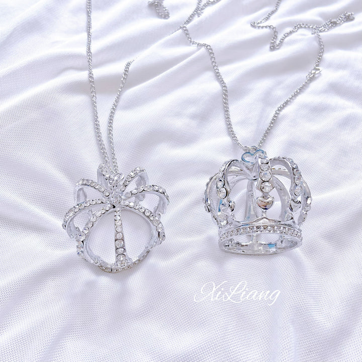 Jirai Kei Necklace Large Crown Rhinestone Jewelry 35282:492182