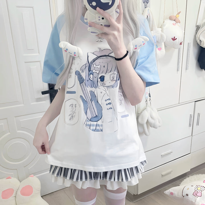 Tenshi Kaiwai Shirt Short-sleeved shirt Subculture Anime Top (L M S) 37610:614218