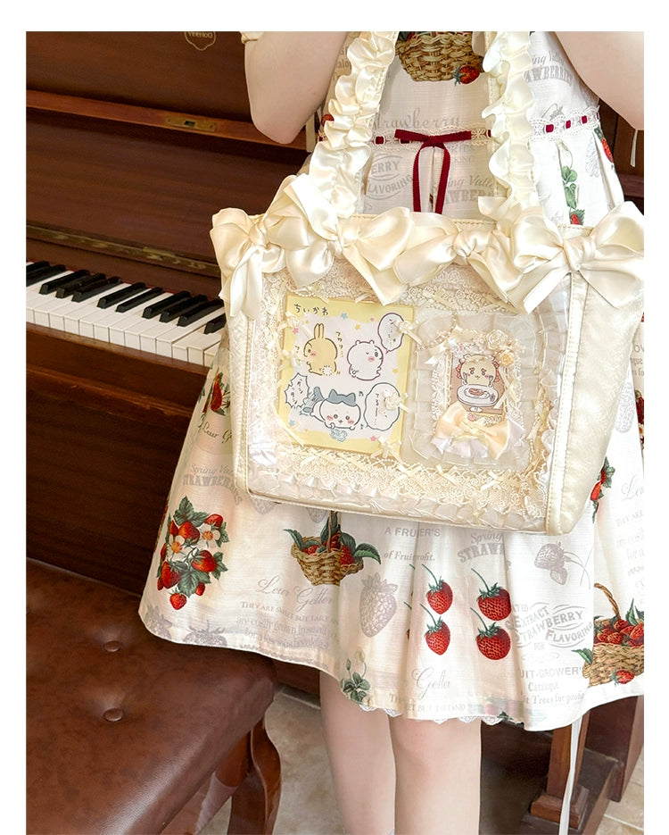 Elegant Satin Ita Bag, Rose-Inspired Ribbon & Clear Window 43230:773275