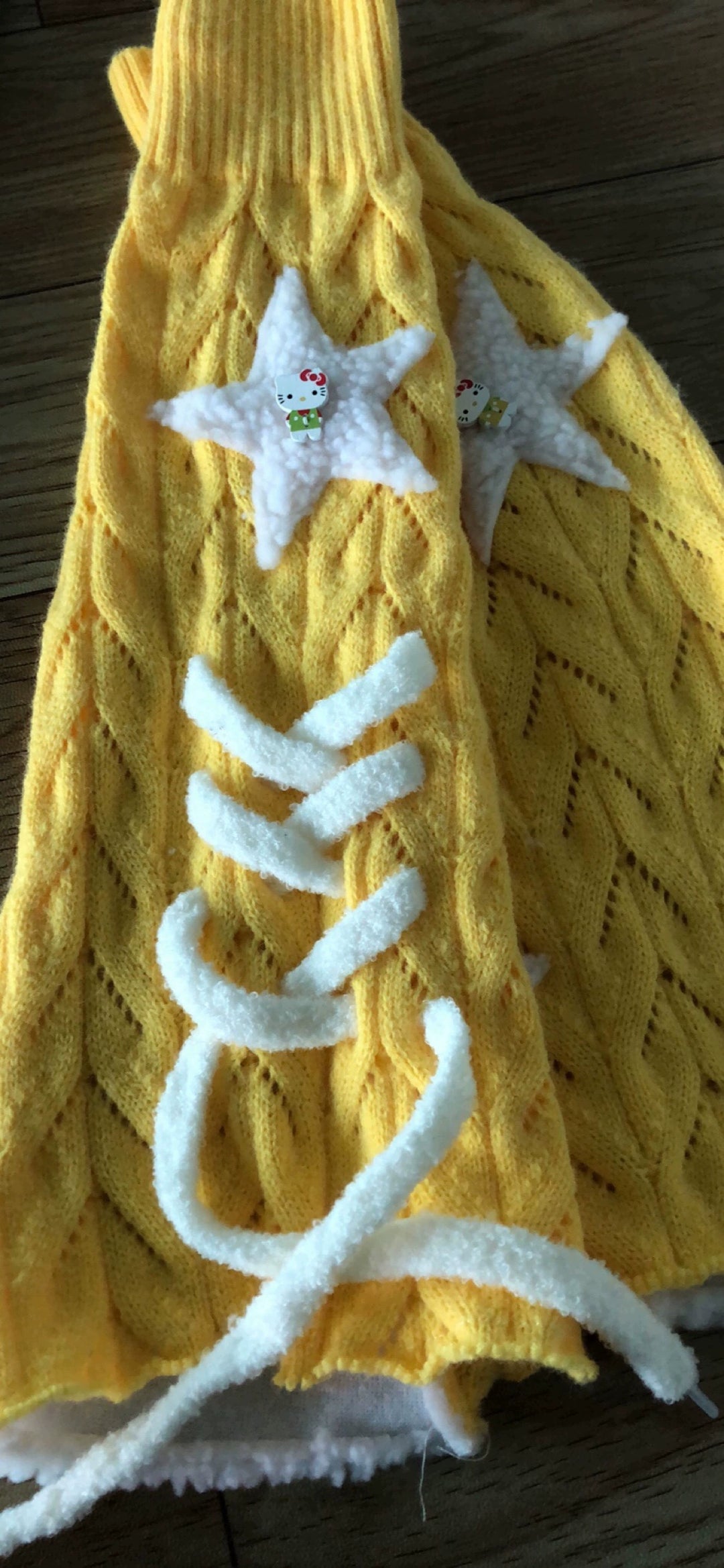 Tenshi Kaiwai Knit Leg Sleeves Y2K Stacked Socks Multicolor (Yellow) 38250:582374