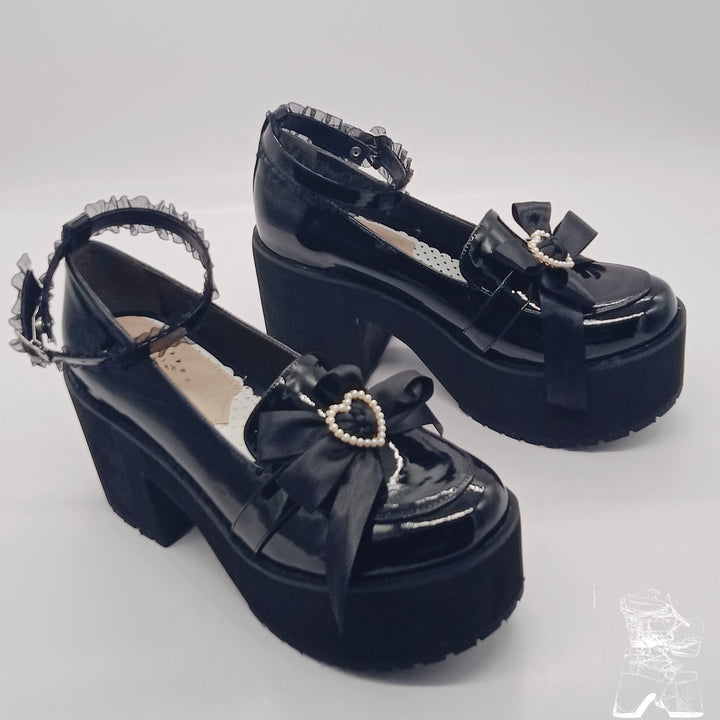 Jirai Kei Shoes High Heel Platform Shoes Lace Bow Shoes 37632:566718 37632:566718