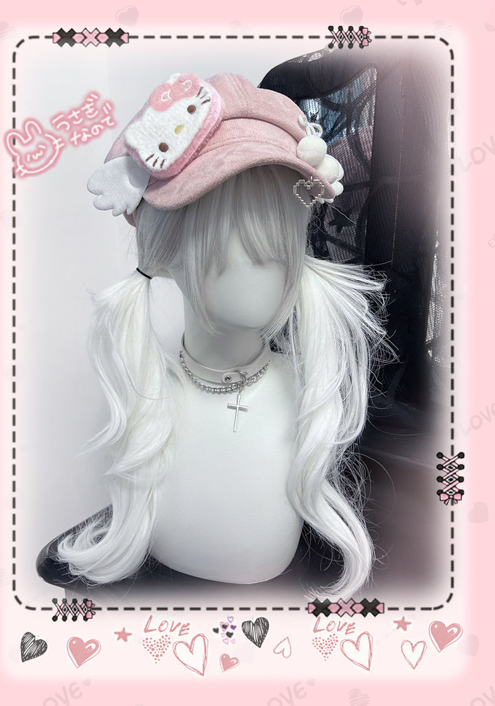 Kawaii Pink Beret with Cat Wings and Heart-shaped Pendant 42643:747763