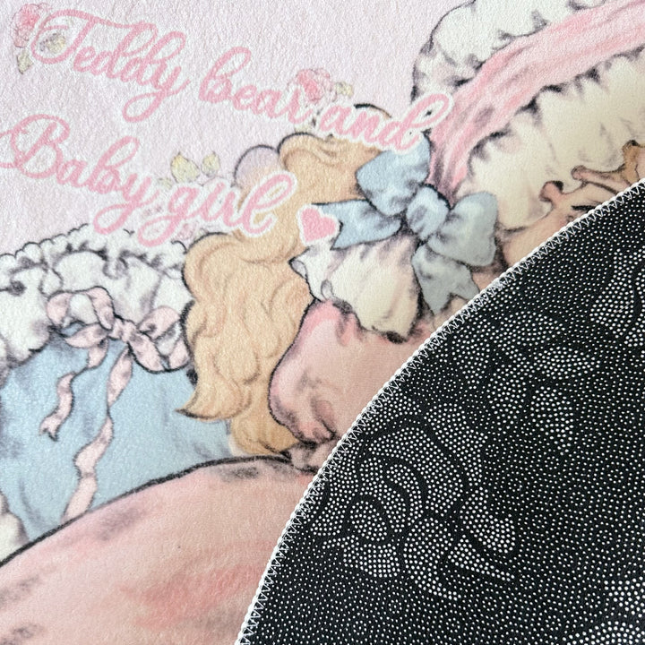 Sweet Lolita Carpet Pink Bear Print Vintage Bedroom Carpet 42226:733262