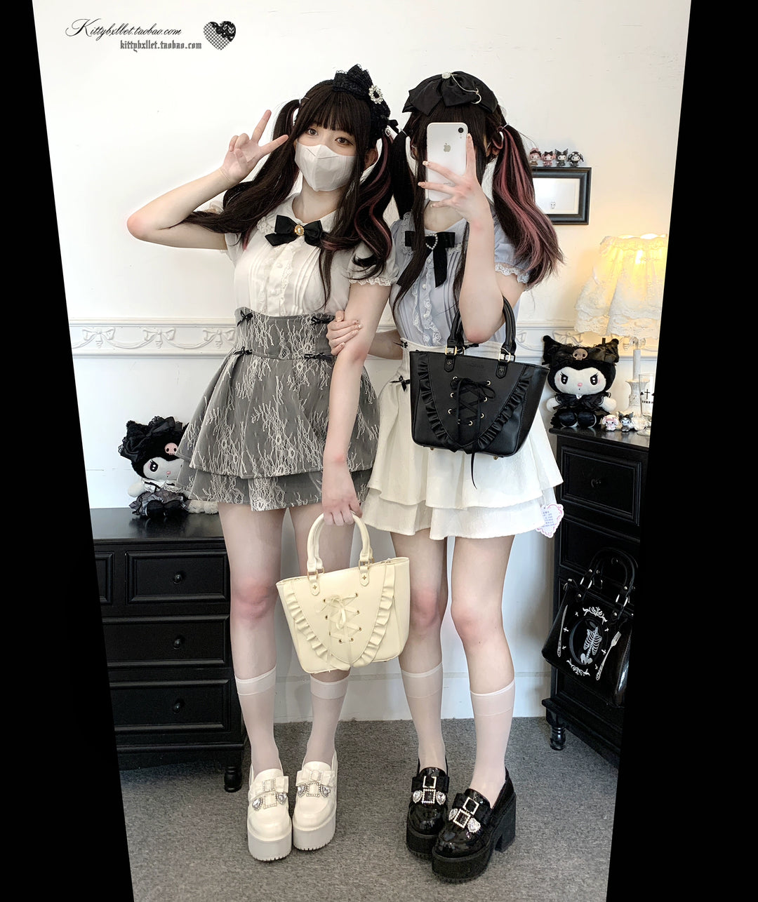 Puffy-Sleeved Jirai Kei Shirt, Peter-Pan Collar/Natural Cut 43107:765883