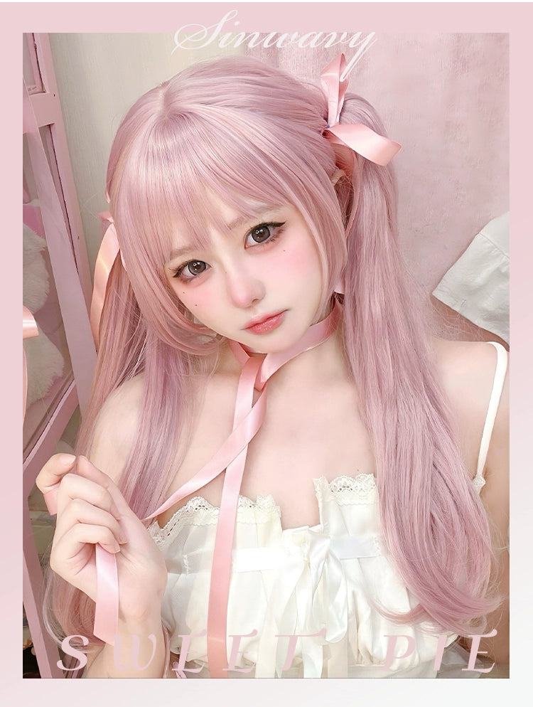 【ひないちご】ウェイトアップカスタム Lolita Wig Pink Claw Clip Double Ponytail Wig Set – Honey Wardrobe