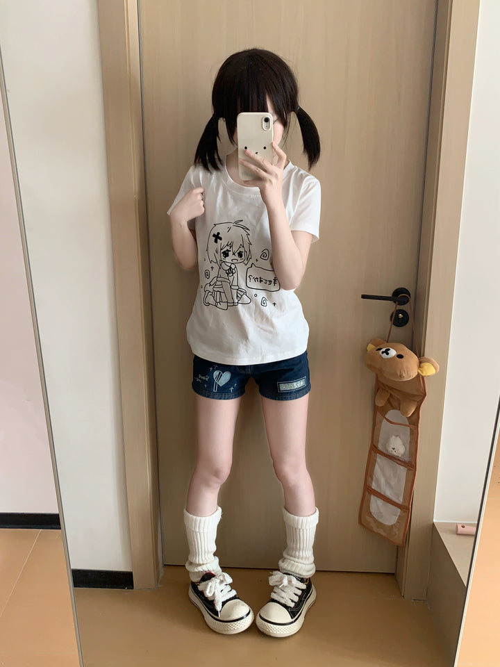 Summer Kawaii White T-Shirt, Cute Anime Graphic Tee 43325:774518