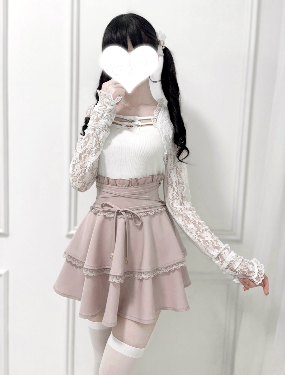 Solid Ryousangata Skirt, Built-in Safety Shorts (L M XL) 43656:782367