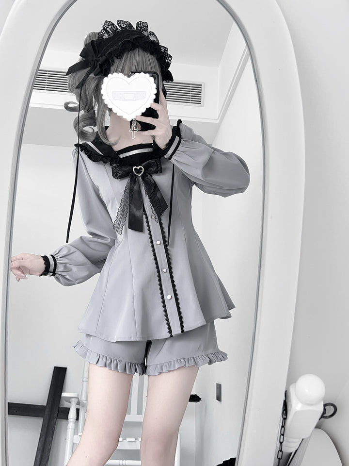 Jirai Kei Dress & Shorts, Bunny-Ear Sailor Collar (L M S XL) 43440:776919