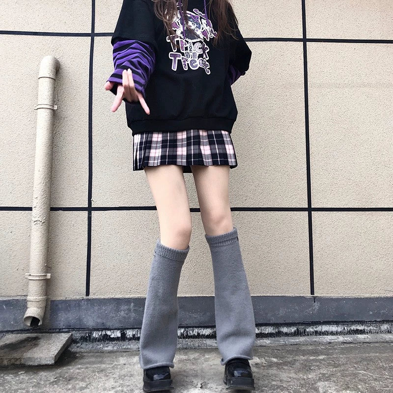 Harajuku Fashion White Black Gray Leg Warmers 28966:339366