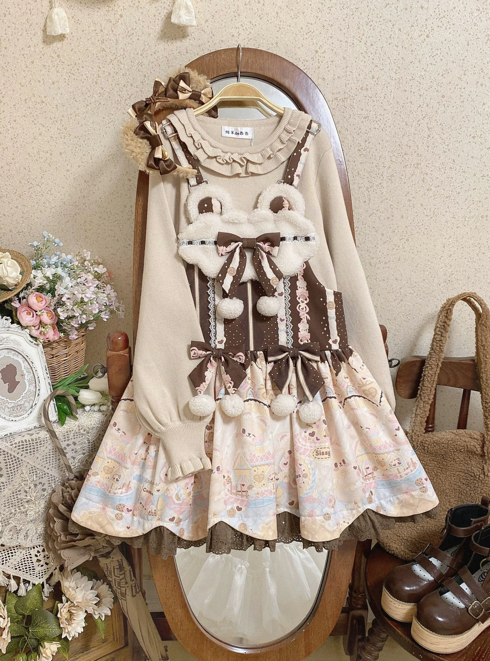 Sweet Lolita Dress Cute Little Bear Biscuit Print JSK 40936:682196