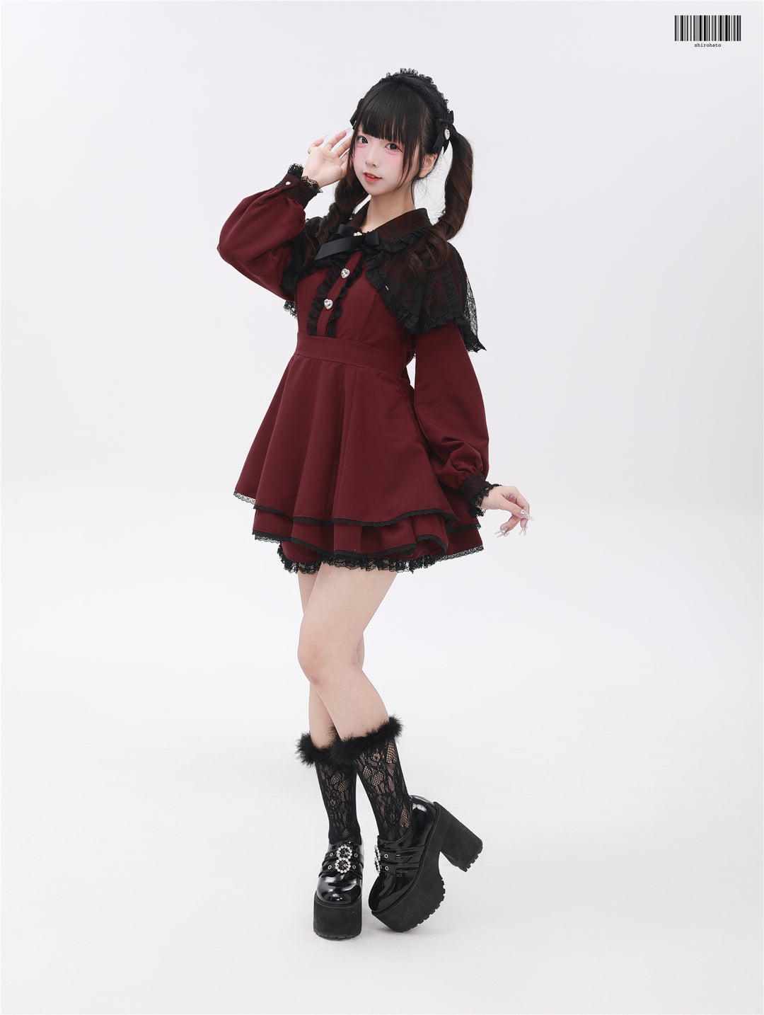 Daily Jirai Kei Dress Set with Removable Lace Cape (L M S XL) 42553:744962