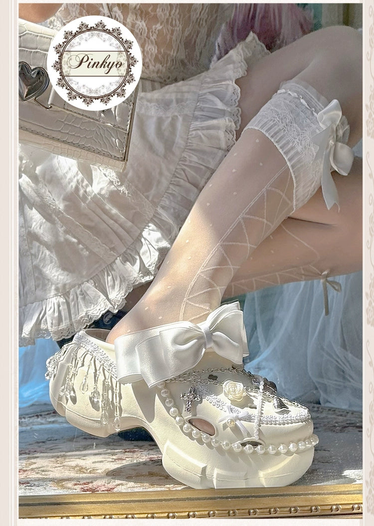 Summer Y2K Shoes, Bow Chain Clog Sandals 42982:770253