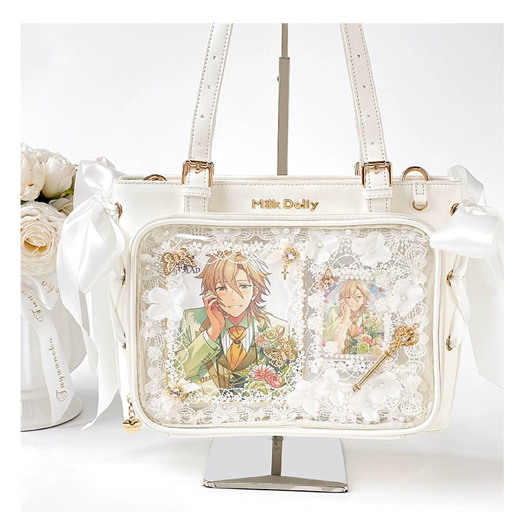 Large Capacity Ita Bag With Window Front & Detachable Ribbon Bow 43229:772347