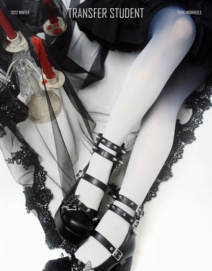 Lolita Shoes Black White Platform High Heels Shoes 29708:368672