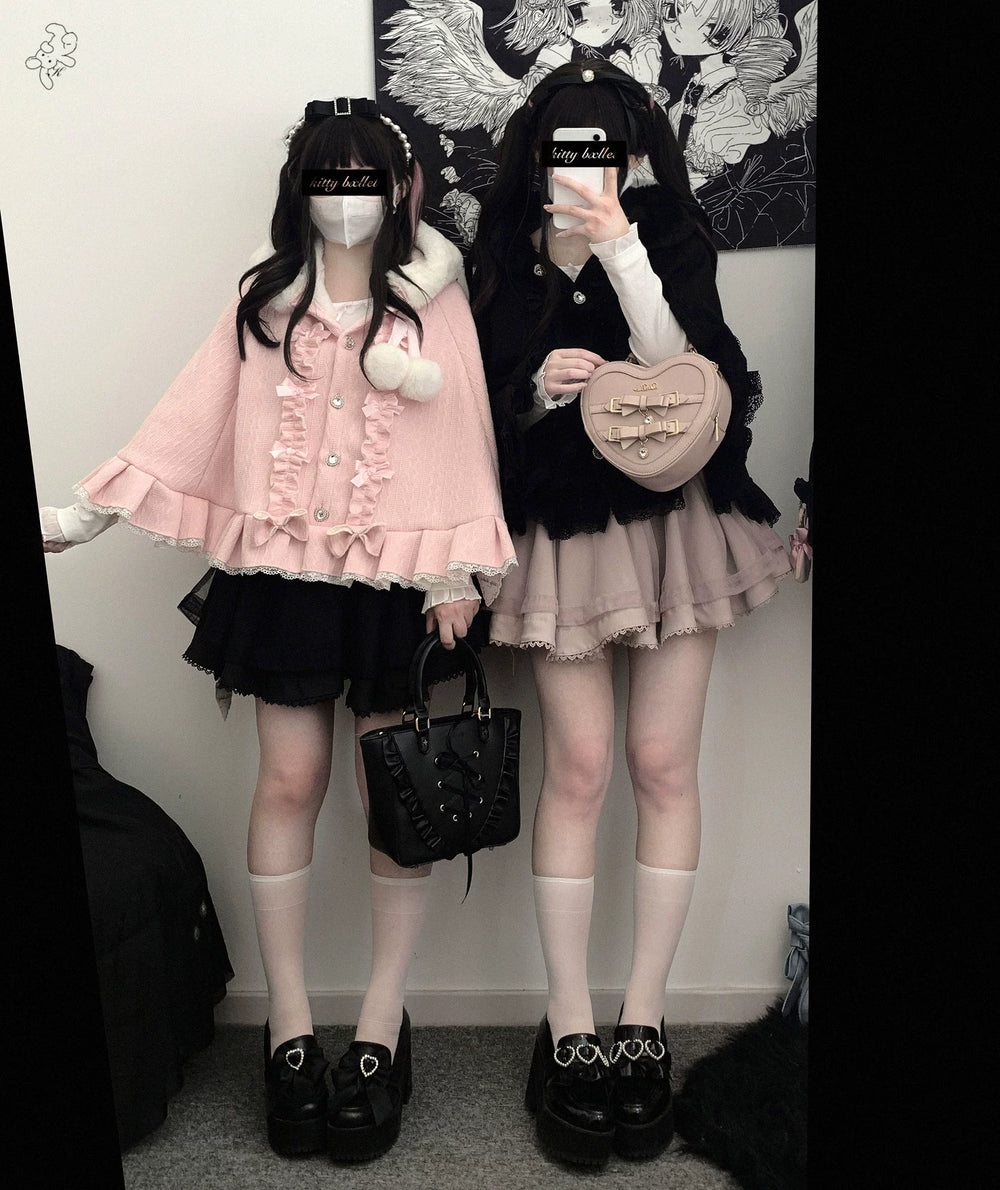 Sweet Style Winter Hooded Cape, Heart Rhinestone 42542:783443