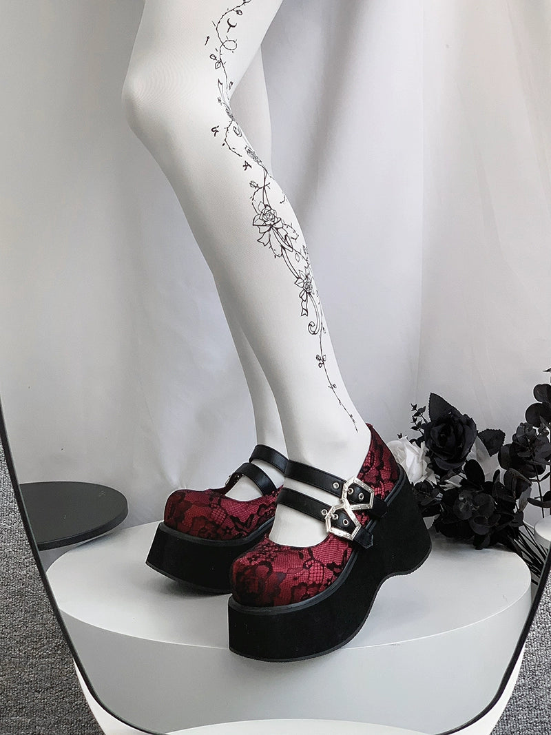 Black Red Platform Shoes Mary Jane Shoes – Honey Wardrobe