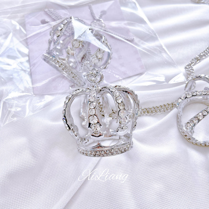 Jirai Kei Necklace Large Crown Rhinestone Jewelry 35282:492192