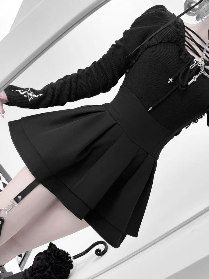 Jirai Kei Sweater with Crossed Straps & Snake Embroidery 42781:752921
